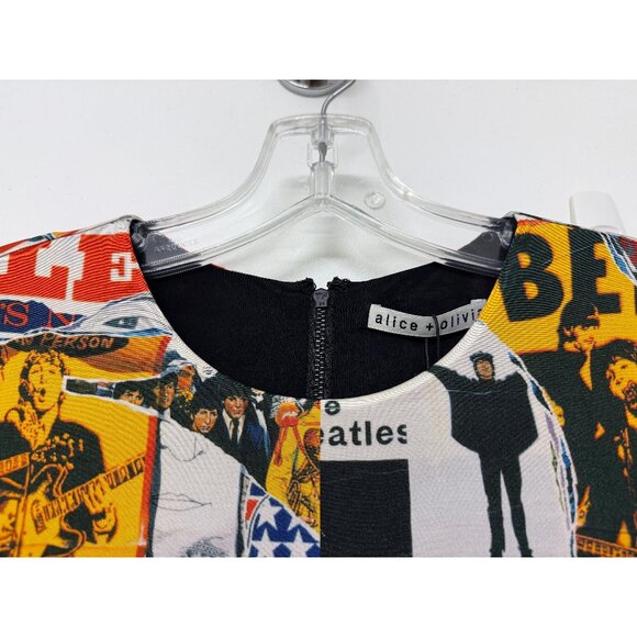 NWT Alice + Olivia x The Beatles Delora Body Con Mini Dress All Star Show 14 - Picture 5 of 12
